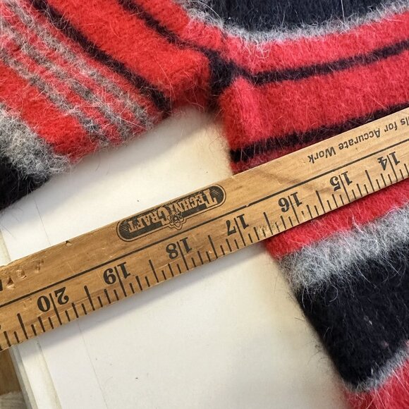 Rafaella Womens Cowl Neck Sweater Red Black Striped Angora Blend Large Lambswool - Picture 5 of 6